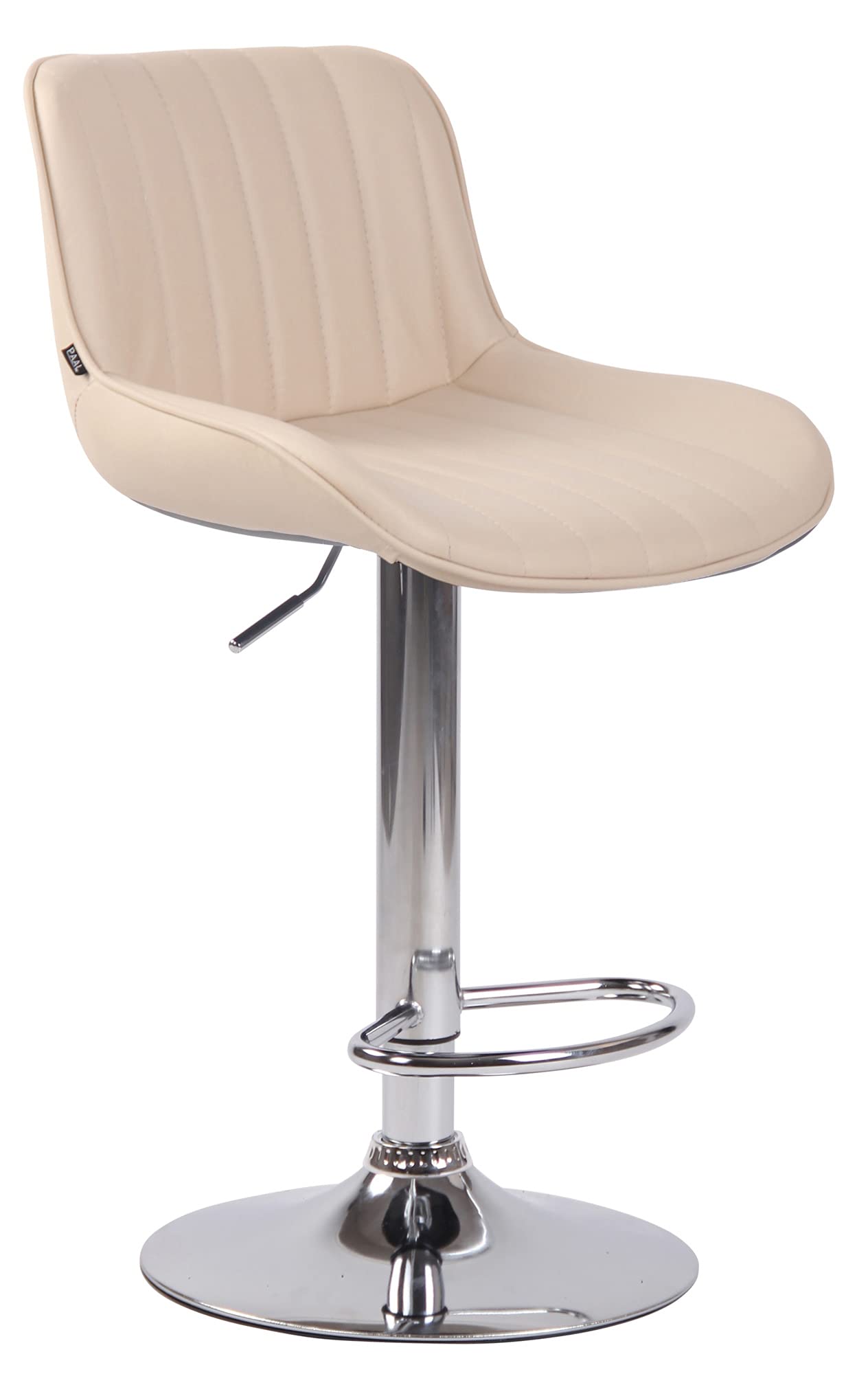 CLP Taburete Alto De Bar Lentini En Polipiel I Silla De Cocina Giratoria con Reposapiés, Respaldo & Base Metálica, Color:Crema, Color del Marco:Cromado