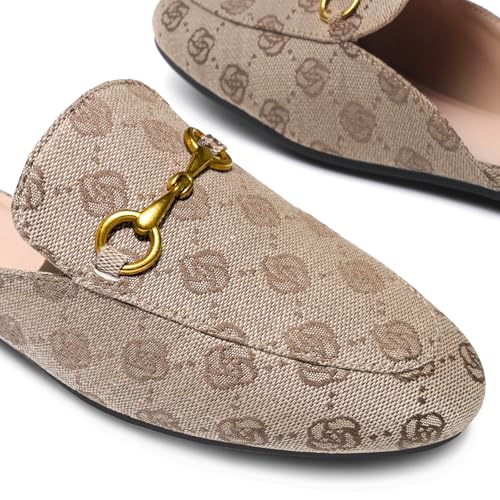 Image of Minorsu Buckle Mules for Women Flats Loafers Shoes for Work Office Business | Slip on,Round Toe,Backless,Slides, Casual