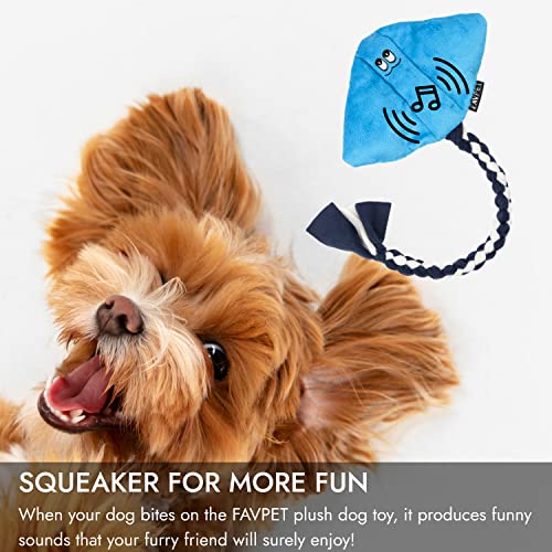 FAVPET Plush Dog Toy Stingray, Sturdy Dog Toy Squeaky Big Dogs, Squeaky Dog Toy Small Dogs Plush Toy, Funny Dog Toy Puppy Plush (Blue) - Image 3