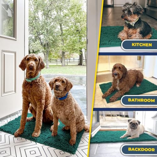Image of Muddy Mat | Super Water Absorbent Door Mat Indoor, Microfiber Quick Dry Chenille Entryway Rug, Slip Resistant Front Door Mat, Indoor Mats for Entryway, Machine Washable Pet Rug, Slate Blue 30 inch x 60 inch