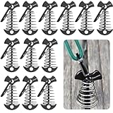 デッキアンカーペグ カラビナ付き XINCAMPING フィッシュボーン アルミニウムデッキタイダウンテント杭 防風テントロープ締め具 スプリングバックル付き キャンプ ハイキングコード アジャスターテンショナー 12個 (ブラック)