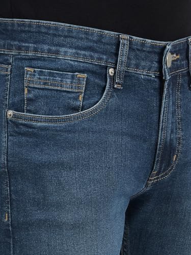 Image of Numero Uno Men's Blue Low Rise Skinny Fit Sustainable and Stretchable Jeans