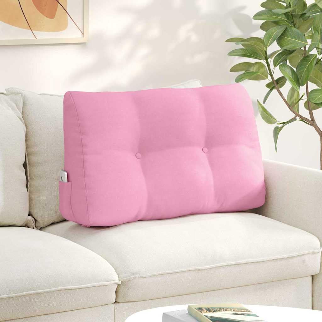 Rückenpolster Rosa 80x24x50 cm Samt-Optik Bett Keilkissen | Samtiges Keilkissen mit Knopf-Design und abnehmbarem Bezug für gemütliche Stunden im Schlafzimmer und Wohnzimmer.