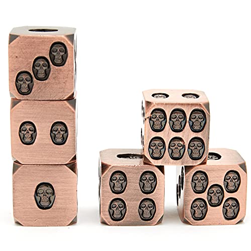 Ouyide D6 Metal dice Set, 6 Inlaid Skull dice Set DND Dungeons and Dragons dice, Free Black Velvet Ouyide D6 Metal dice Set, 6 Inlaid Skull dice Set DND Dungeons and Dragons dice, Free Black Velvet