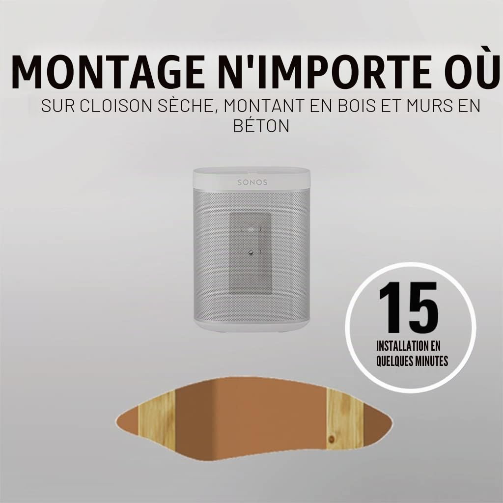 Sanus Support d'enceinte murale réglable pour Sonos Play : 1 & Play: 3- Inclinable et orientable pour un meilleur son - Lot de 2 - Blanc