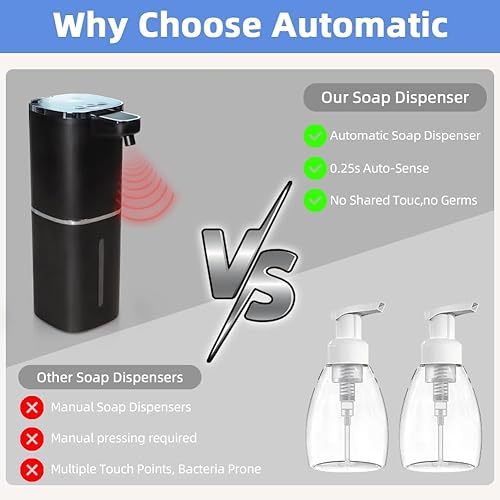 Miniatura 3 de Dispensador automático de jabón líquido, 9 niveles ajustables, 12.8 fl oz12.8 onzas, dispensador automático de jabón de manos o jabón para platos,