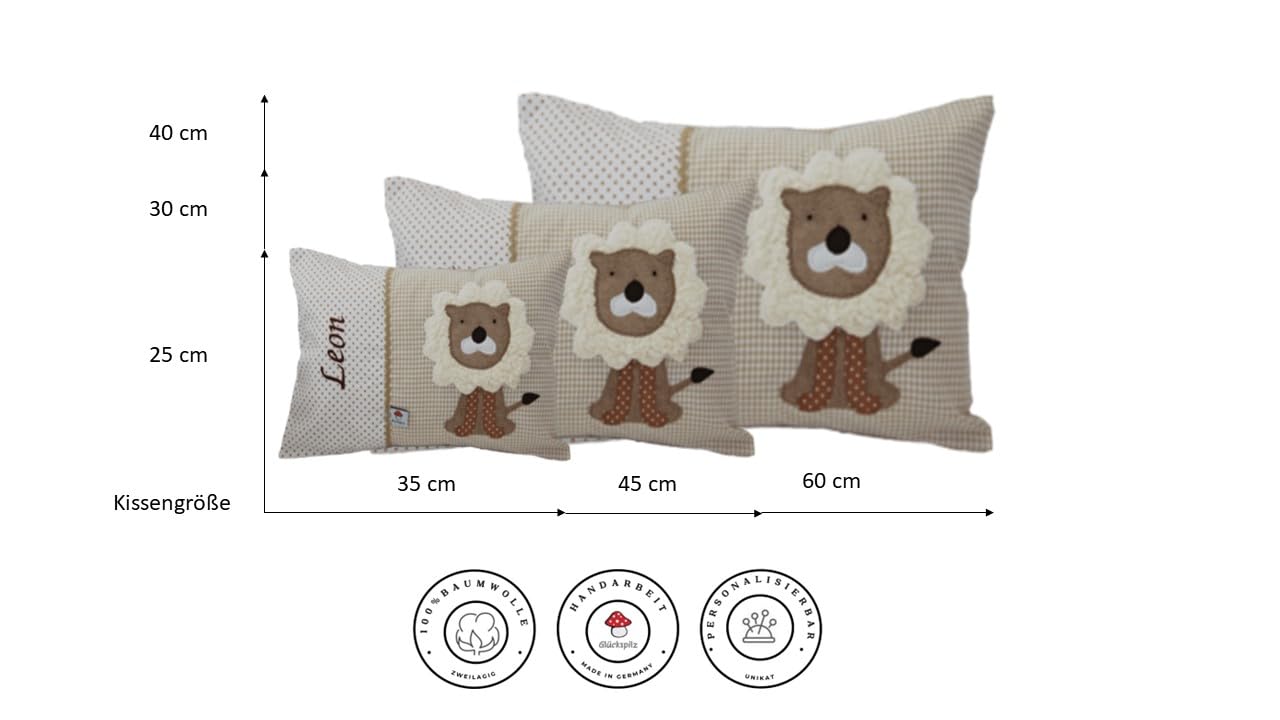 Glückspilz Namenskissen Babykissen I Koala I mit Namen personalisiert I Geschenk zu Geburt, Taufe oder Geburtstag I Grau I 40 x 60 cm
