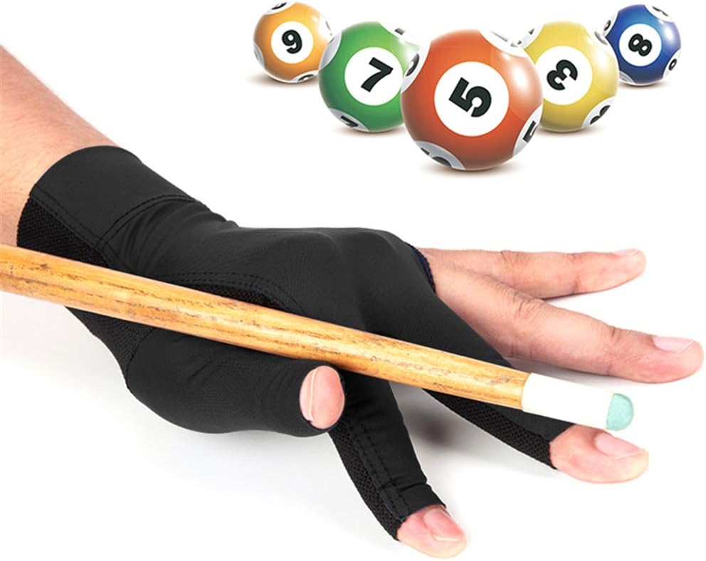 Quick-Dry Breathable Billiard Glove for Left Bridge Hand Professional 3 Fingers Lycra Stretchable Pool Cue Snooker Glove Snooker Carom Billiard Pool Cue Sport Glove Handwear Gift for Men Women Player
