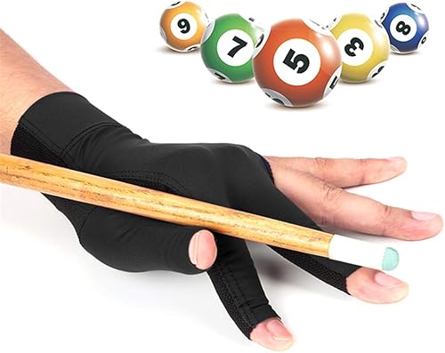 MioCloth Guante de billar antideslizante para mano izquierda, carom, billar, taco, deporte, profesional, 3 dedos, regalo para hombres y mujeres
