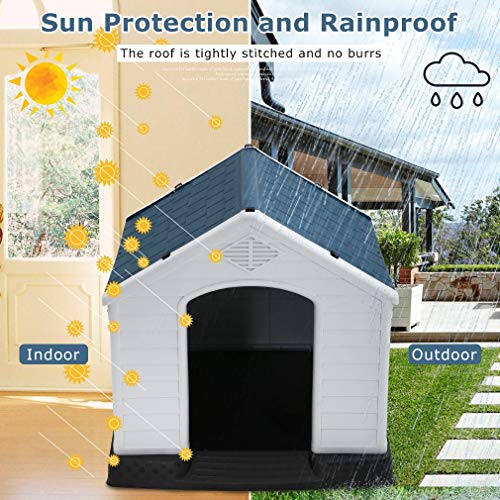 28 Inch Dog House Indoor Outdoor Pet Kennel with Air Vents and Elevated Floor Ventilate Waterproof Plastic Dog House… - Image 3