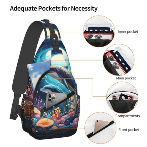 Sling Bag para Mujer y Hombre bolsa pechera con diseño de delfín miniatura 3