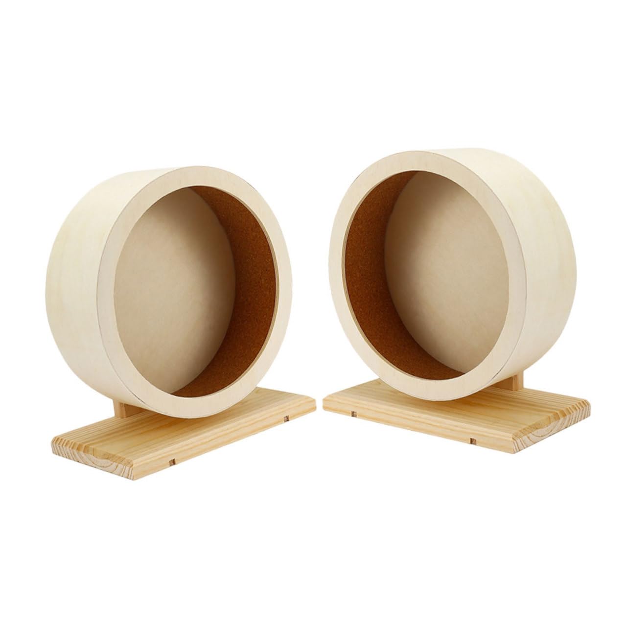 INOOMP 2piezas Ruedas de Ejercicio Silenciosas para Hámster Juguete de Madera con Corcho Ruedas para Hámsteres Petauros del Azúcar y Jerbos para Gimnasio de Mascotas