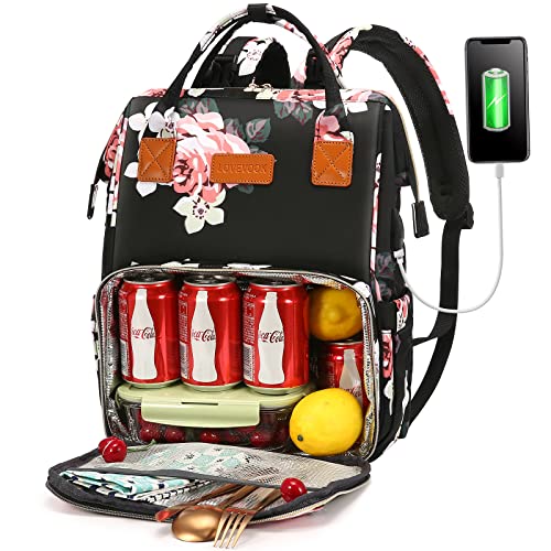 Lunch Backpack, LOVEVOOK Insulated Cooler Backpack Laptop Backpack Lunch Box Bag School Backpack Travel Backpack for Women