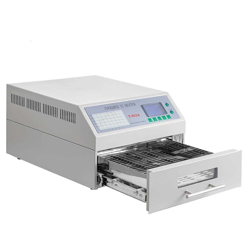 Lutownica rozpływowa 1500 W T962A, automatyczny grzejnik na podczerwień z cyrkulacją gorącego powietrza do lutowania PCB SMT, 300 x 320 mm profesjonalny piekarnik