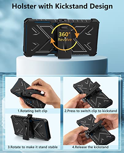 Case For Samsung Galaxy A23 5G-4G: Military Grade Drop Proof Protection Rugged Protective A23 Cell Phone Cover With Belt Clip Holster Kickstand & Slide | Shockproof Matte Textured Tough Bumper-Blue #TOP6