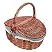 Mipcase Picknickkörbe mit Liner Weidenfruchtkorb mit Griff Handgefertigtes Natürliches Weiden Gewebter Osterkorb mit Doppeldeckel Einkaufsbaumkorb für Picknick Ostern Hochzeit