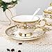 fanquare 21 Pieces Porcelain Tea Set with Sugar Bowl Creamer, Cup and Saucers for 6, Royal Floral Tea Service with Gold Trim for Party Wedding Birthday Gifting