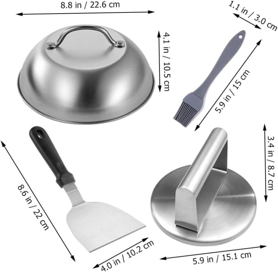 VANZACK 1set Stainless Steel Burger Patty Press Meat Maker Tool for Grilling and Outdoor BBQ Easy to Use Non-Stick Mold for Even-Sized Patties Shovel Kitchen Supply