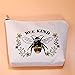 PXTIDY Honey Bee Makeup Bag Bee Kind Bumblebee Honeybee Cosmetic Bag Multi-Function Travel Toiletry Case Inspirational Cosmetic Pouch Gift for Bee Lover (beige)