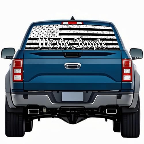 Image of Rear Window Decals for Trucks - 65x17.3 in Back Window American Flag Decals Fit Most Pickup Trucks SUV, Patriotic Car America Flag Decals for Personalized