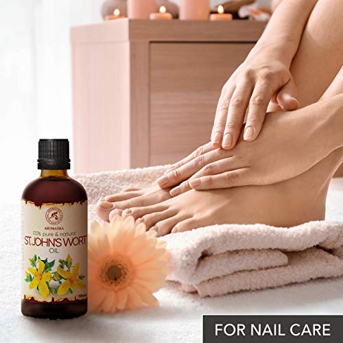 Aromatika St Johns Wort Infused Oil 3.4 Fl Oz - 100Ml - Hypericum Perforatum - 100% Pure & Natural - St. John's Wort Oil For Intensive Care Face - Body - Skin - Hair - Massage - Great W/Essential Oil #TOP7