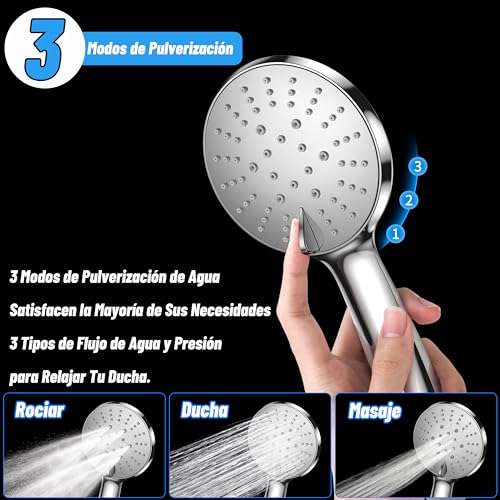 Image of Jasinber 8 inch High Pressure Rainfall Bath Showers /Handheld Shower Head with 11'' Extension Arm Adjustable Shower Head with Bracket 1.5m Hose (Chrome)