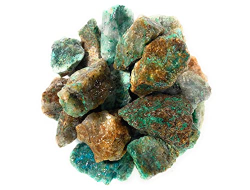 Hypnotic Gems Materials: 1 lb Bulk Rough Chrysocolla Stones from Madagascar - Raw Natural Crystals for Cabbing, Cutting, Lapidary, Tumbling, Polishing, Wire Wrapping, Wicca and Reiki Crystal Healing