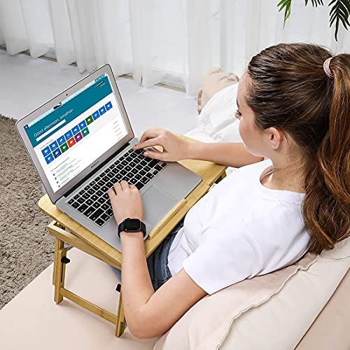 Kixre Laptop Desk, Bamboo Adjustable Lap Desks Table, Foldable Bed Desk with Drawer, Breakfast Serving Tray Table, Floor Table for Laptop, Sofa Couch, Writing Eating Surfing Reading, Portable Desk - Image 7