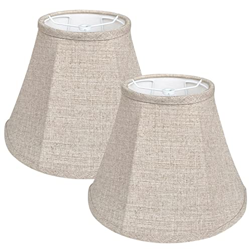 Double Brown Lamp Shade Set of 2, TOOTOO STAR Large Barrel Lampshade for Floor Light and Table Lamp 6x12x8.5 inch, DIY Fabric Natural Linen Hand Crafted, Spider (Brown, 6x12x8.5 inch)