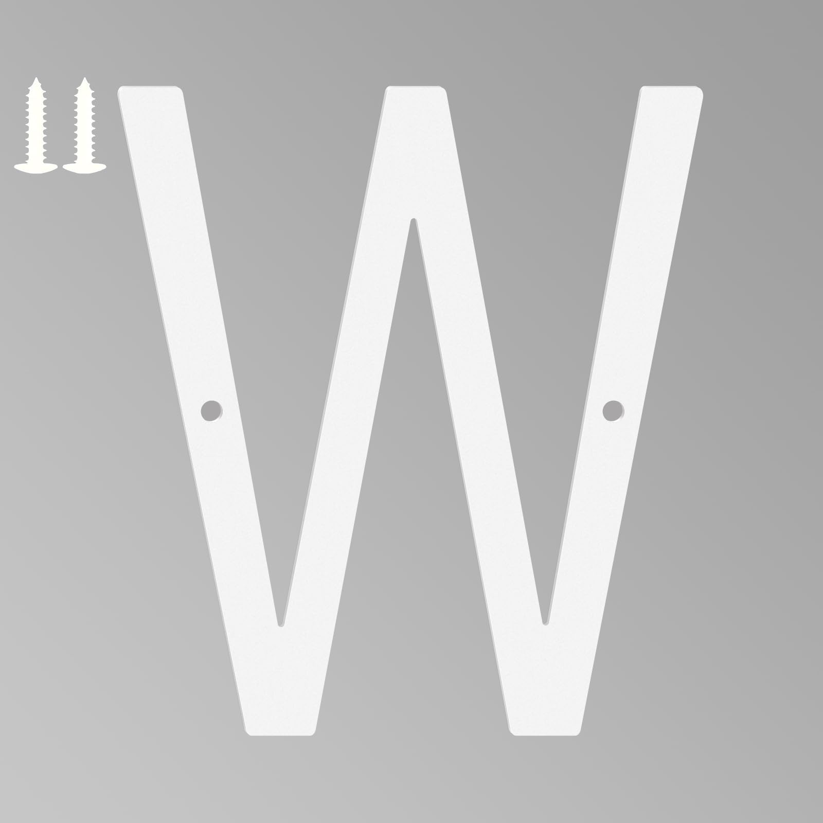 16 Inch White House Numbers for Outside, Metal Letters for Outdoor Signs, Anti-rust Aluminium House Address Letters for Front Door, Office, and Garden Decoration (Letter W)