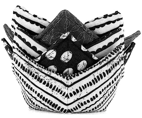 ROGITU Cotton Microwavable Bowl Cozy, Microwave-Safe Hot Bowl Holders, Soup Bowl Cozy Bowl Hot Pads (R)