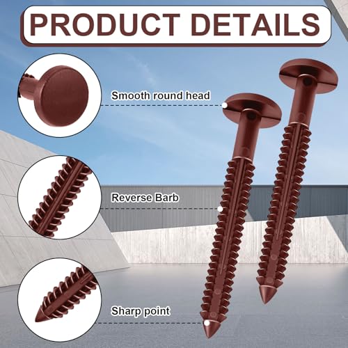Image of Blulu 18 Pcs 3 Inch Vinyl Shutter Fastener Window Panel Peg Lok Pin Pegs Screws Shutter Spikes Anchor (Burgundy Red)