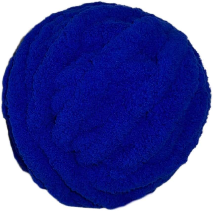 4 – Pack Chunky Chenille Royal Blue Yarn for Crocheting and Handknitting Big Bulky Fluffy Soft Chunky Beginners Blanket Jumbo Thick Wide Yarn DIY Crafts Décor Costumes Each Skein 28 Yards