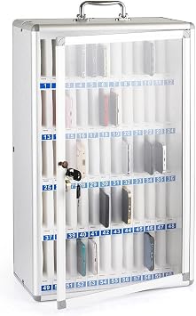 Cell Phones Storage Cabinet Classroom School Office Gym 12/24/36/48/60 Slots Mobile Phone Storage for Classroom School Office Color Silver, Size 60