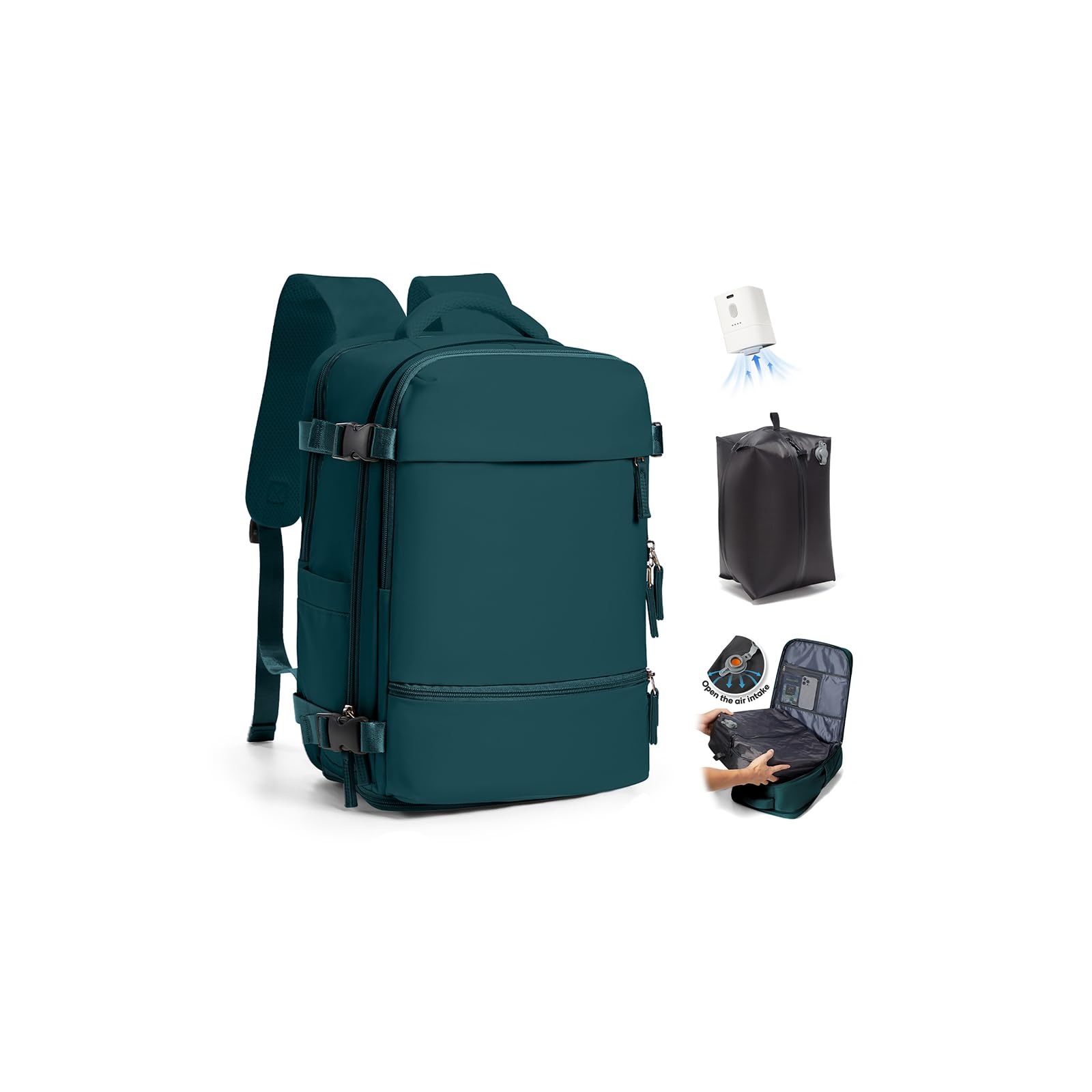 SZLX Zaino A Vuoto Con Pompa Donna, Zaino Ryanair 40x30x20 Sottovuoto Zaino da Viaggio Ryanair Wizzair, Ryanair Viaggio Ruscksack Dimensione Cabina Con Pompa Impermeabile Uomo Valigia A Vuoto