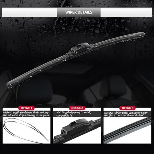 Image of Front and Rear Windshield Wipers for Chevrolet Equinox 2022-2024 | Streak-Free Front and Back Wiper Blades for Chevy Assembly All-Season OEM Automotive Replacement Accessories