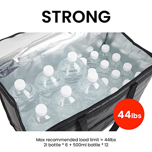XXL Insulated Cooler Bag and Food Warmer for Delivery & Grocery Shopping with Zippered Top, Red (1 Pack) - Thumbnail 7