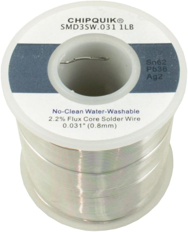 Chip Quik SMD3SW.031 1LB Solder Wire 62/36/2 Tin/Lead/Silver no-clean .031 1lb