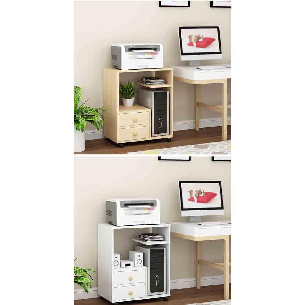 Soporte para impresora Estante de almacenamiento de oficina con polea, estante de almacenamiento multifuncional, gabinete for computadora de escritorio, estante for impresora Mesa para impresora