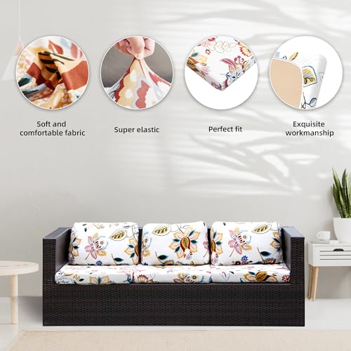 Image of BIETYONE 8Pcs Stretch Patio Cushion Covers,Outdoor Couch Covers Replacement,Outdoor Couch & Sofa Slipcovers,for Patio Furniture Cushion Covers,Washable Reusable Furniture Protector (Vivid, Cover Only)