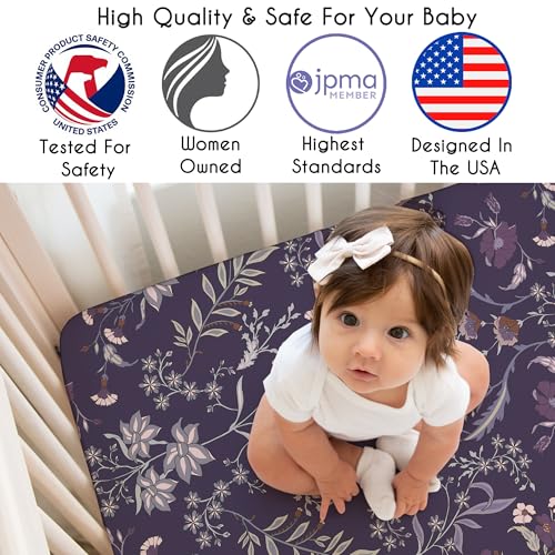 Image of Sweet Jojo Designs Fitted Baby Crib Sheets (Purple Wildflower Vintage Floral) for Girls, Infant Nursery, Toddler Room - Standard Size (Boho, Paisley, Bohemian, Cottagecore, Farmhouse, Flower Garden)