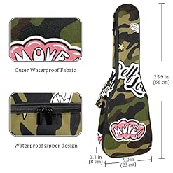 Housse de transport pour ukulélé avec badges militaires 53,3 cm, 58,4 cm, 66 cm, double bandoulière et poche de… - Les Beatles, Paul McCartney, John Lennon, RIngo Starr, George Harrison Housse de transport pour ukulélé avec badges militaires 53,3 cm, 58,4 cm, 66 cm, double bandoulière et poche de… – Image 4