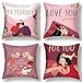 Funda cojin, Lovers Cartoon Print Funda de Almohada Lino de algodón Decorativa con Cremallera Invisible Funda de Cojín, Funda de Almohada para Cojín Cuadrado para Sofá para Hogar 60x60cm