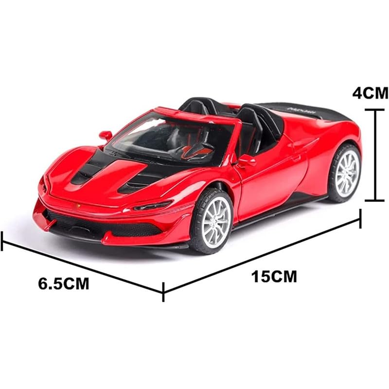 Image of Kids Model 1:32 Ferrari J50 Die Cast Metal Car Pull Back Action Opening Doors with Realistic Engine Sound Lights Toy Car Gift for Boys -Red