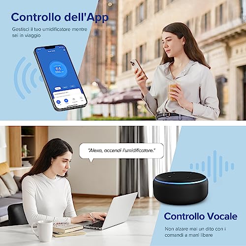 LEVOIT Umidificatore Ambiente Smart Top-Fill Dual 200S, 3L, Umidificatore Ultrasuoni a Nebbia Fredda per Bambini/Piante Dura da 25H, ≤28dB Silenzioso Auto Modo con Oli Essenziali, Timer - 6