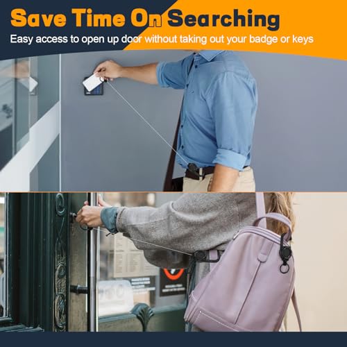 Schlüsselanhänger Ausziehbar 3 Stücke Schlüsselband Ausziehbar Ausweis JoJo Einziehbarer Schlüsselanhänger mit 60cm Stahldrahtseil, Ausweishalter Ausziehbar mit Karabiner, Schwarz