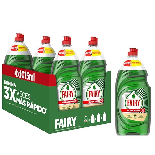 Fairy Ultra Original Líquido Lavavajillas 4x1015ML Fórmula Efectiva Que Deja Los Platos Relucientes, Impresionante Poder Antigrasa