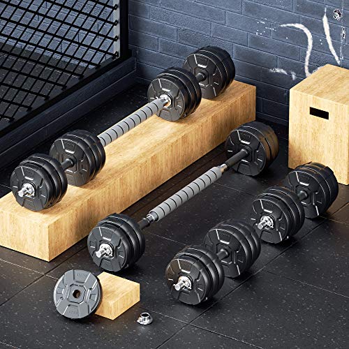 RUNWE Adjustable Dumbbells Barbell Set, Free Weight Set with Steel Connector at Home/Office/Gym Fitness Workout Exercises Training, All-Purpose for Men/Women/Beginner/Pro(50 lbs-2 Dumbbells in Total)