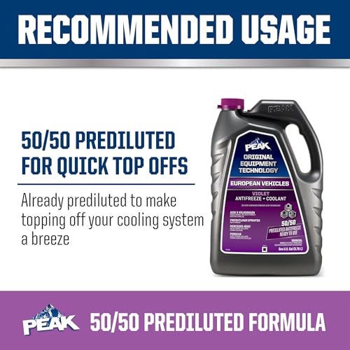 Image of PEAK OET Extended Life Violet 50 /50 Prediluted Antifreeze /Coolant for European Vehicles, 1 Gal.