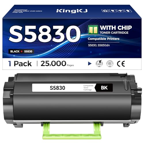 Image of S5830dn Black Toner Cartridge 1-Pack High Yield Replacement for Dell 593-BBYT 593-BBYS 593-BBYR X68Y8 8XTXR 2JX96 VVRF4 C8X24 9PN5P, Compatible with Dell S5830 S5830dn Laser Printer, 25,000 Pages